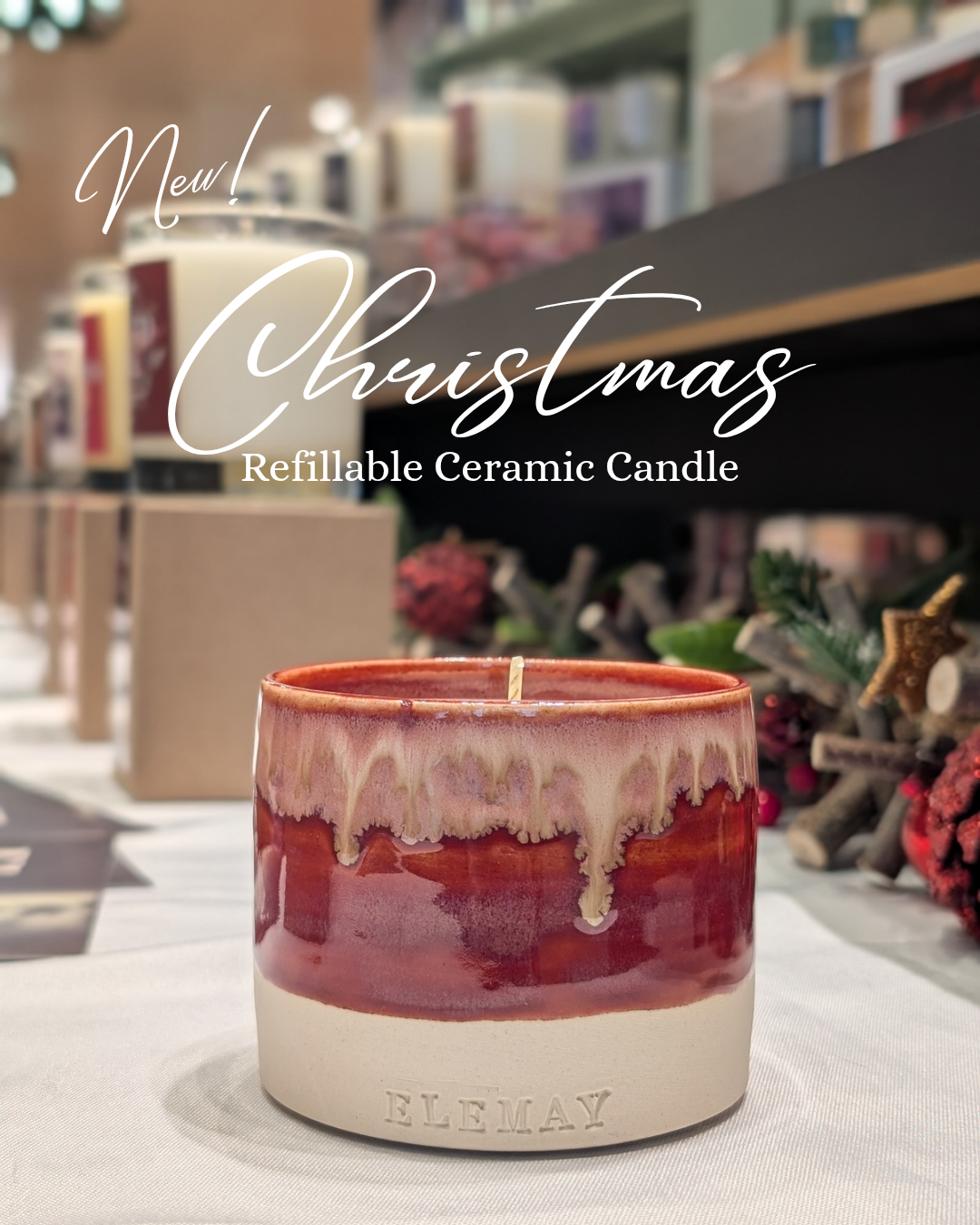 Limited Edition Christmas Ceramic Refillable Candle