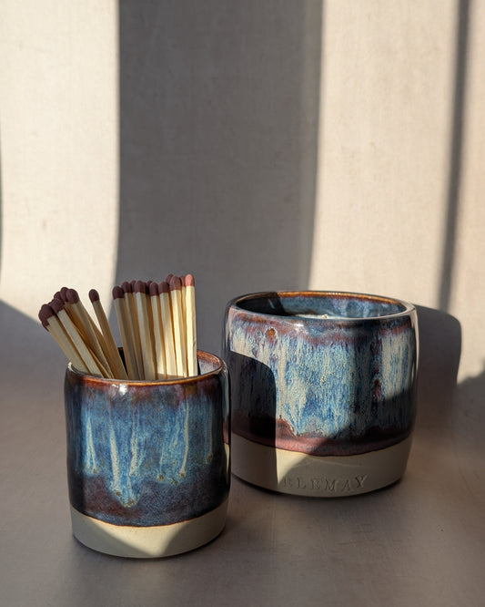 Ceramic Bundle - Refillable Candle & Match Pot